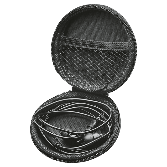 IND Aux Earphone with Mic in Round PU Case