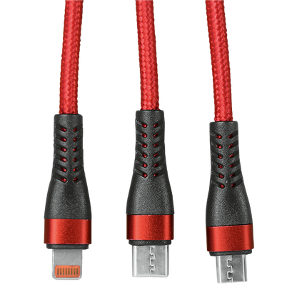 IND 1.2m 3-In-1 Charger Cable Allum Alloy and Braiding