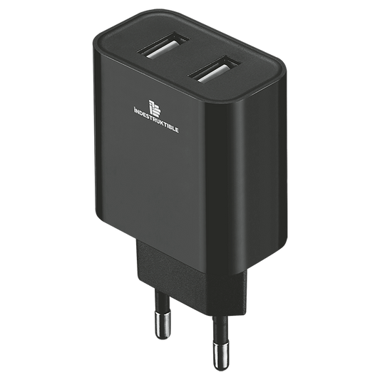 IND 3.1AMP Dual USB Wall Charger With Micro-USB & Type-C Cables