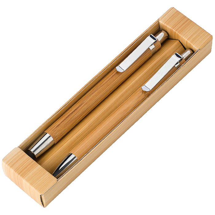 Bamboo Pen and Clutch Pencil Set