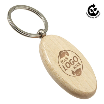 Oval Wooden Keychain