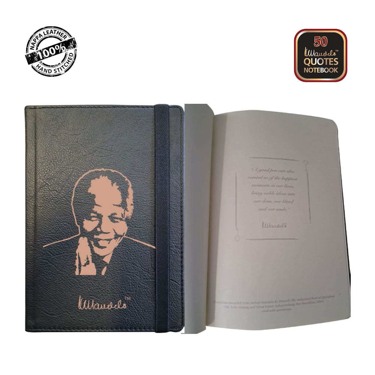 Mandela 50 Quotes Nappa Leather A5 Notebook