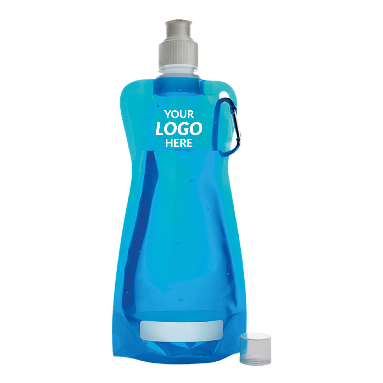 Foldable Water Bottle with Carabiner Clip - 420ml