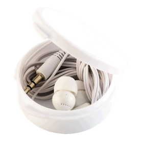 Earphones in Round Case